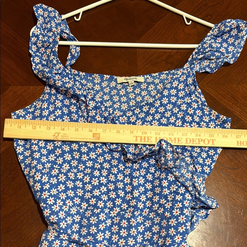Madewell maxi Sz 2 Blue Floral mini daisy blue wrap Women's Dress - Picture 9 of 10